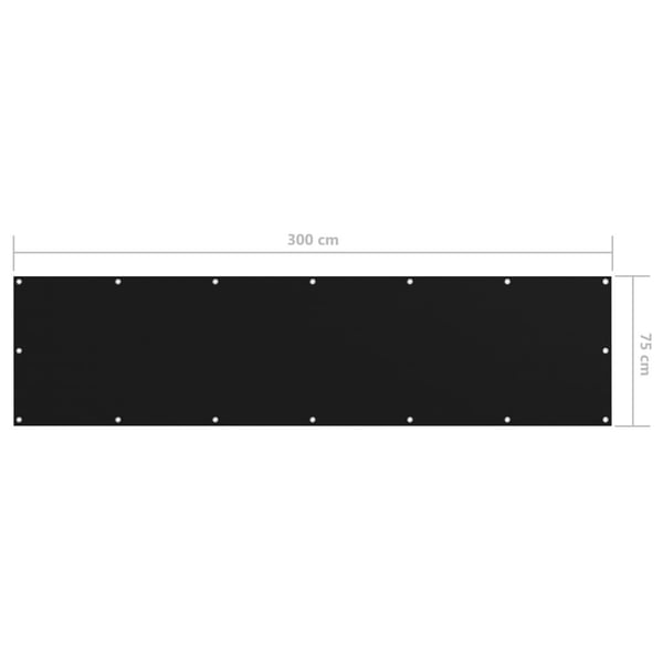vidaXL Balkongskjerm svart 75x300 cm oxfordstoff