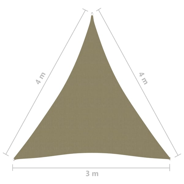 vidaXL Solseil oxfordstoff trekantet 3x4x4 m beige