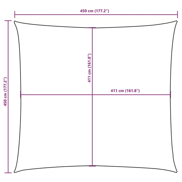 vidaXL Solseil oxfordstoff kvadratisk 4,5x4,5 m brun