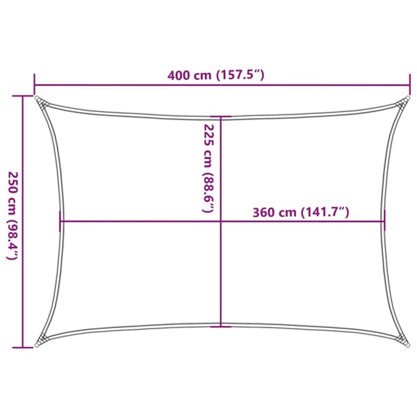 vidaXL solsejl 2,5x4 m 160 g/m² HDPE rød
