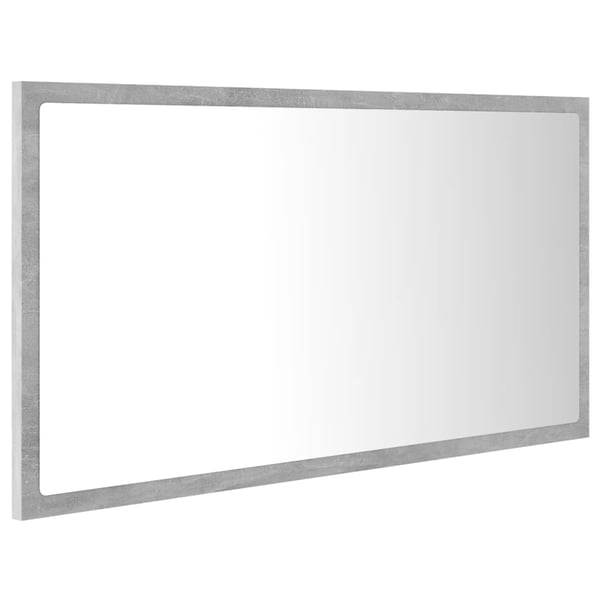 vidaXL LED-badespeil betonggrå 80x8,5x37 cm akryl