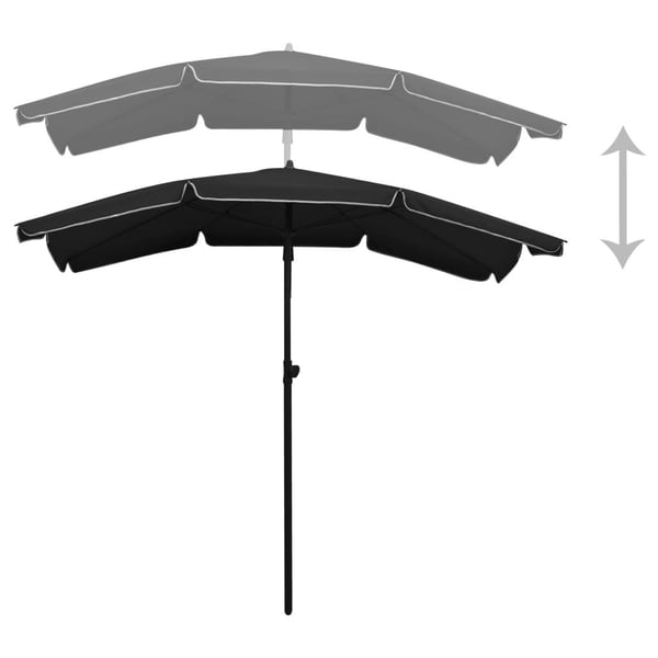vidaXL parasol med stang 200x130 cm sort