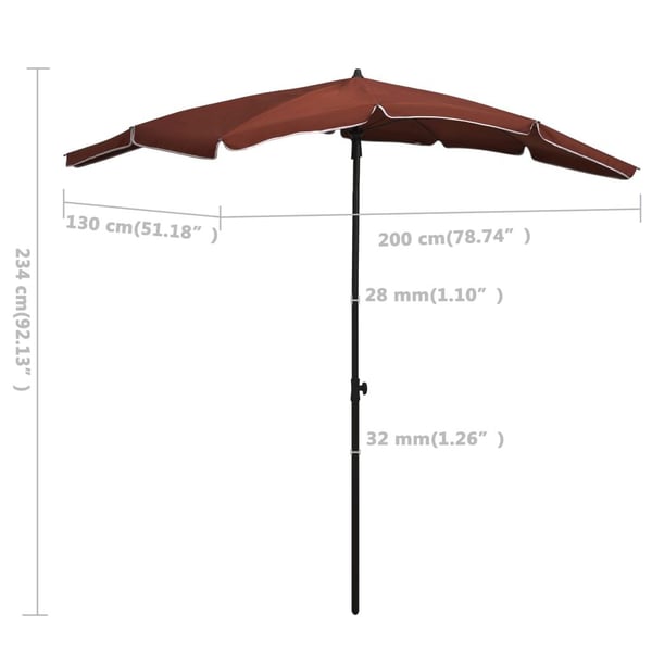 vidaXL parasol med stang 200x130 cm terrakotta