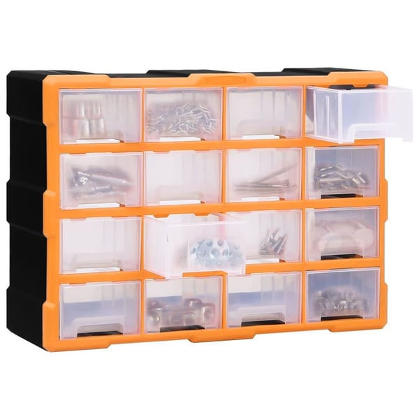 vidaXL Sortimentskap med 16 mellomstore skuffer 52x16x37 cm