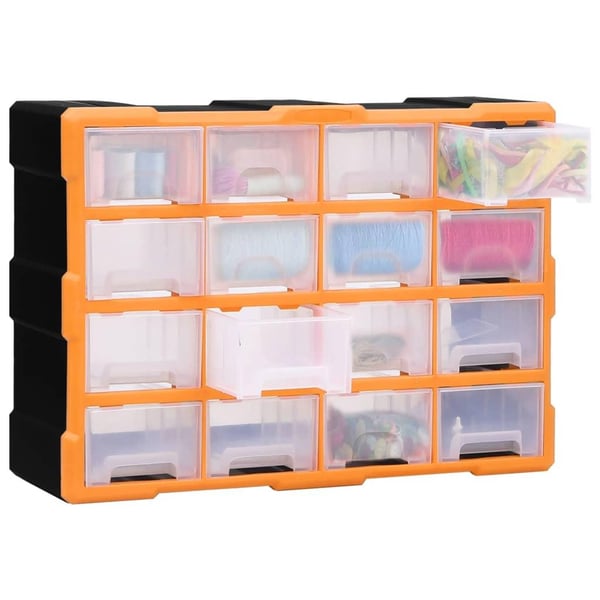 vidaXL Sortimentskap med 16 mellomstore skuffer 52x16x37 cm