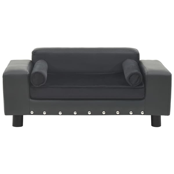 vidaXL hundesofa 81x43x31 cm plys og kunstlæder mørkegrå
