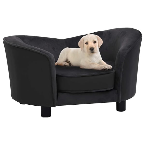 vidaXL hundesofa 69x49x40 cm plys og kunstlæder sort