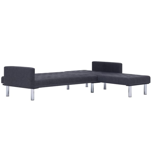 vidaXL L-formad bäddsoffa mörkgrå polyester