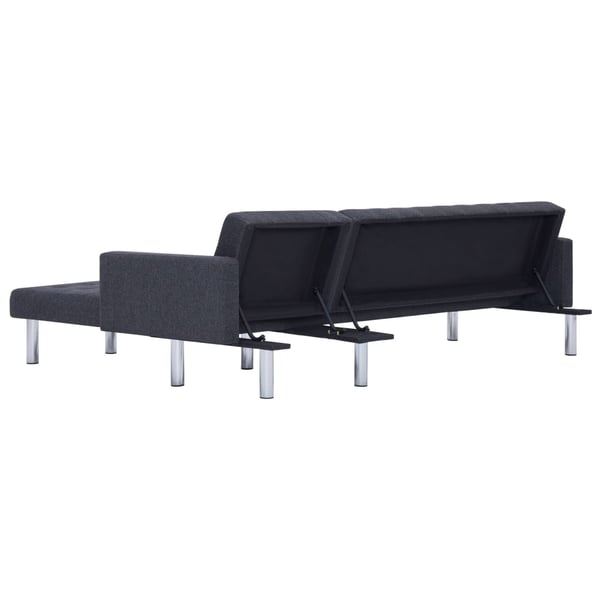 vidaXL L-formad bäddsoffa mörkgrå polyester