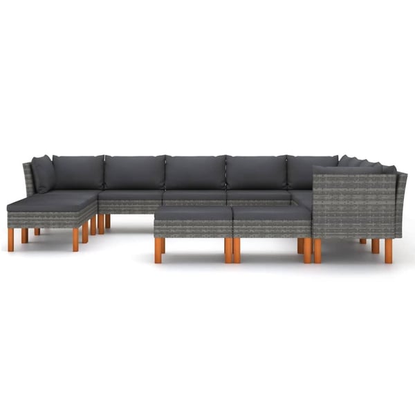 vidaXL loungesæt til haven 12 dele med hynder polyrattan grå