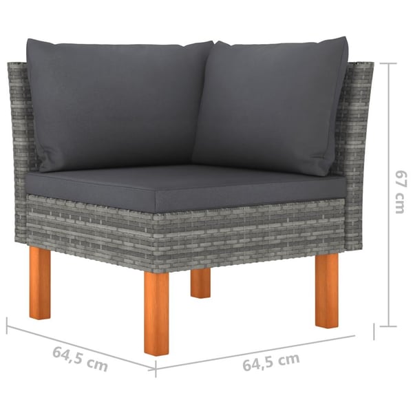vidaXL loungesæt til haven 7 dele med hynder polyrattan grå