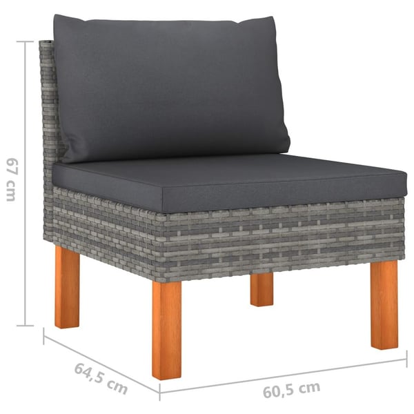 vidaXL 3-personers havesofa med hynder polyrattan grå