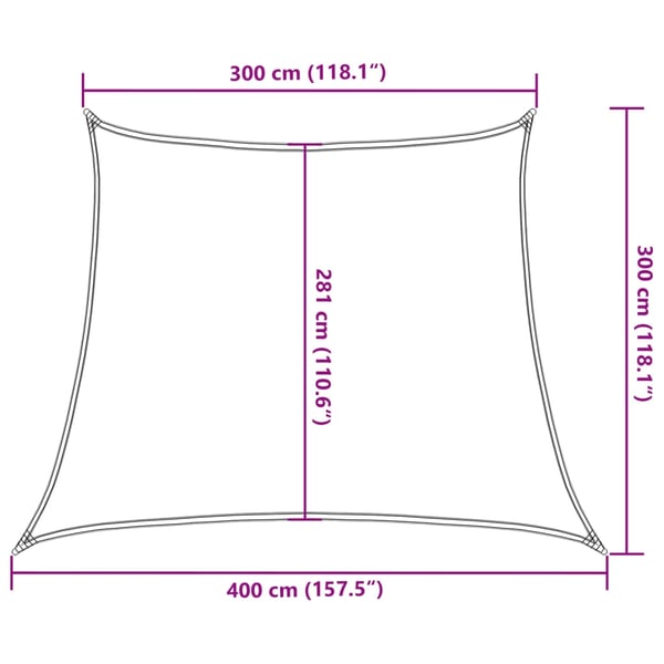 vidaXL Solseil 160 g/m² antrasitt 3/4x3 m HDPE