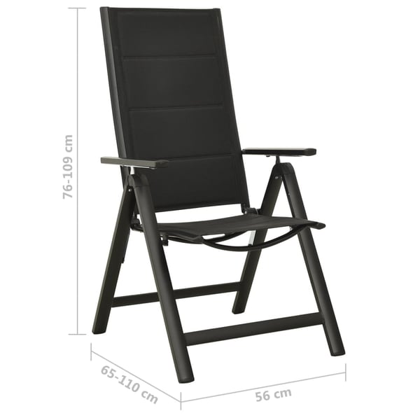 vidaXL Hopfällbara trädgårdsstolar 2 st textilen och aluminium svart