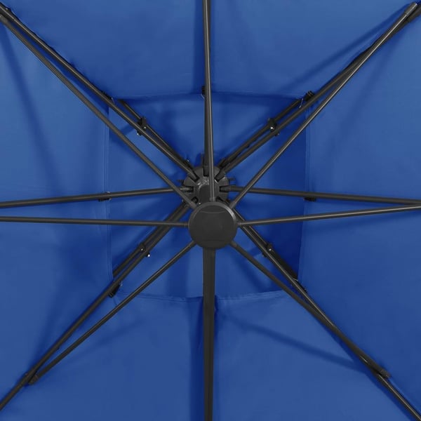 vidaXL hængeparasol med dobbelt top 300x300 cm azurblå