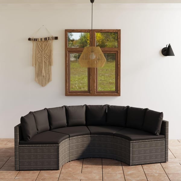 vidaXL sofasæt til haven 4 dele med hynder polyrattan grå