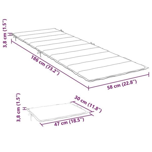 vidaXL hynde til liggestol 186x58x3 cm oxfordstof blå