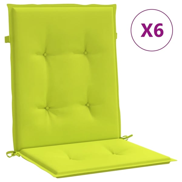 vidaXL stolehynde m. lav ryg 6 stk. 100x50x3 cm oxfordstof lysegrøn