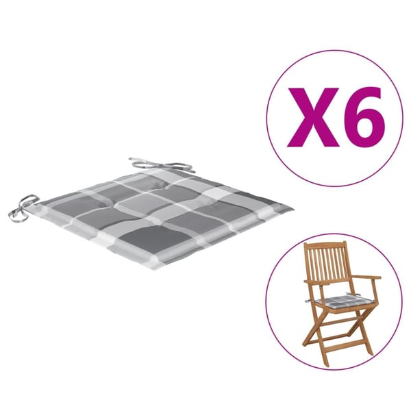 vidaXL hynder til havestol 6 stk. 40x40x3 cm oxfordstof gråternet