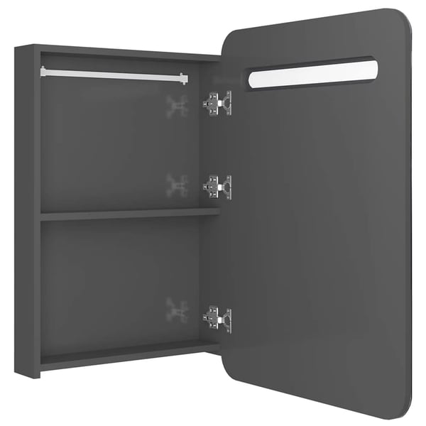 vidaXL LED-speilskap til bad blank grå 60x11x80 cm