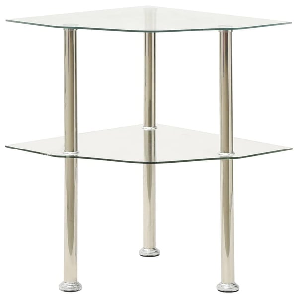 vidaXL sidebord med hylde 38x38x50 hærdet glas transparent