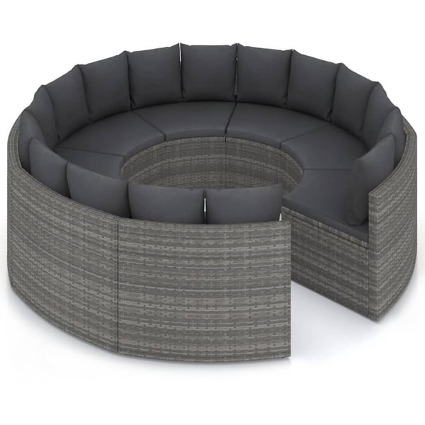 vidaXL sofasæt til haven 8 dele med hynder polyrattan grå