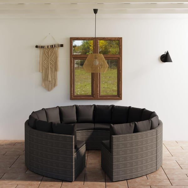 vidaXL sofasæt til haven 8 dele med hynder polyrattan grå