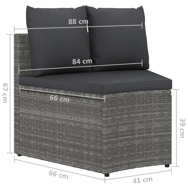 vidaXL sofasæt til haven 8 dele med hynder polyrattan grå