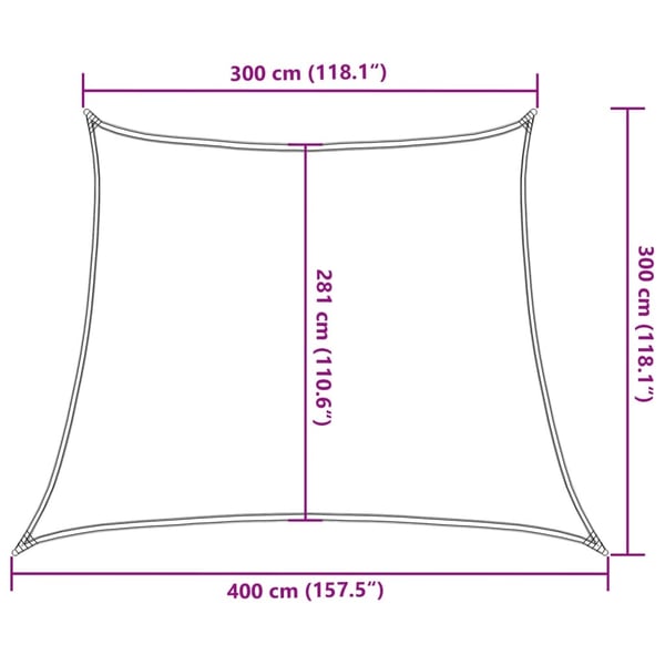 vidaXL Solseil 160 g/m² kremhvit 3/4x3 m HDPE