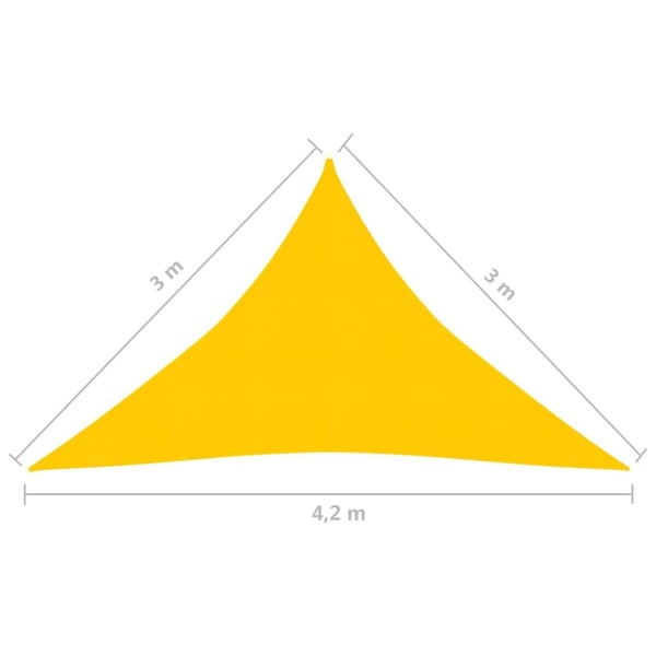 vidaXL solsejl 3x3x4,2 m 160 g/m² HDPE gul