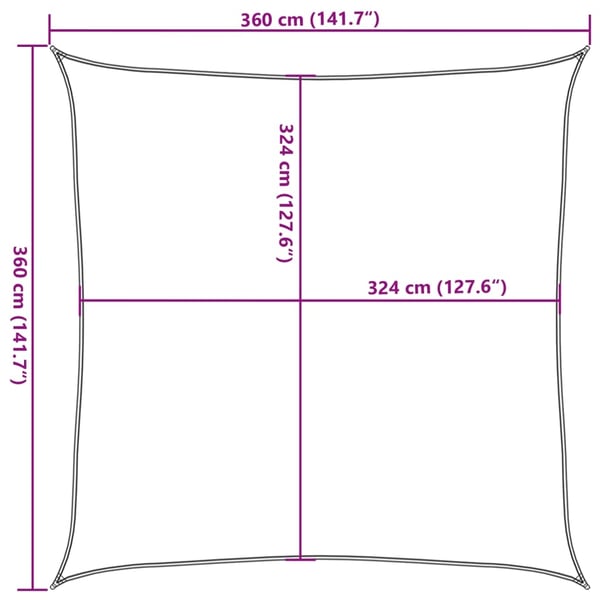 vidaXL solsejl 3,6x3,6 m 160 g/m² HDPE orange