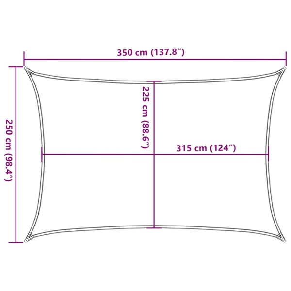 vidaXL solsejl 2,5x3,5 m 160 g/m² HDPE blå