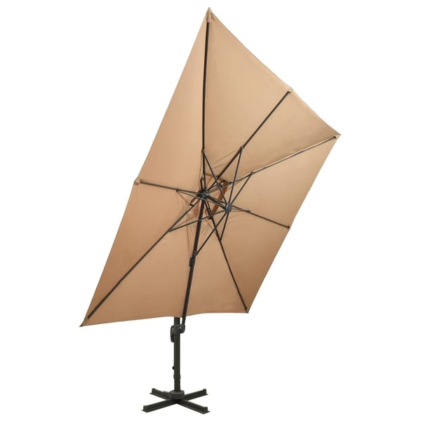vidaXL Aurinkovarjo cantilever tuplakatolla 300x300 cm taupe