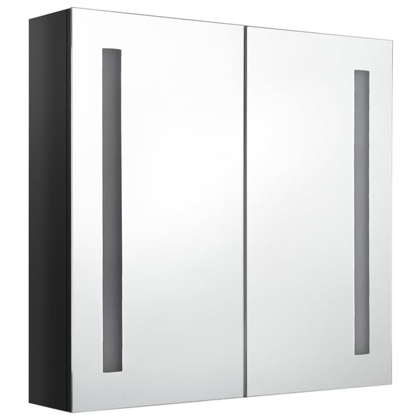 vidaXL LED-speilskap til bad blank svart 62x14x60 cm