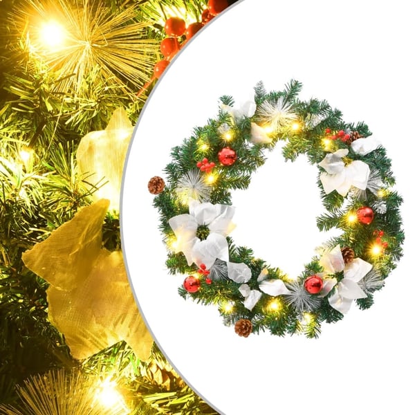 vidaXL julekrans med LED-lys 60 cm PVC grøn