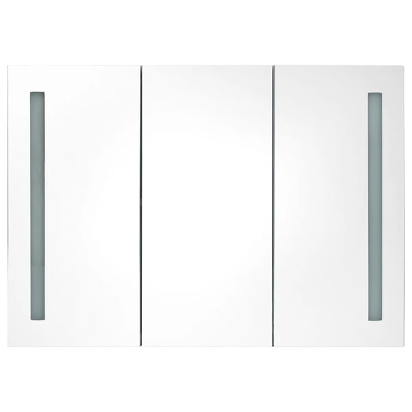 vidaXL LED-speilskap til bad 89x14x62 cm skinnende grå