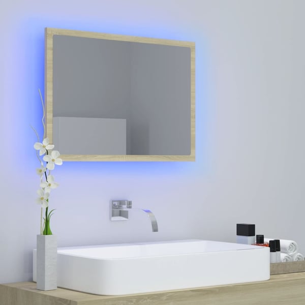vidaXL LED-badespeil sonoma eik 60x8,5x37 cm akryl
