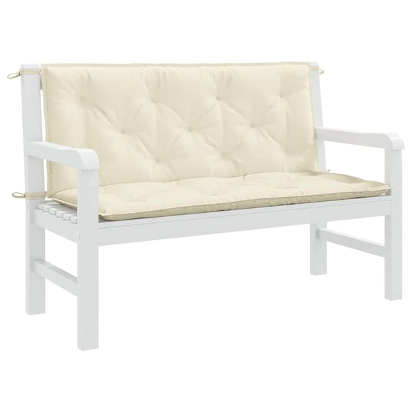 vidaXL Bänkdynor för trädgården 2st gräddvit 120x50x7cm oxfordtyg