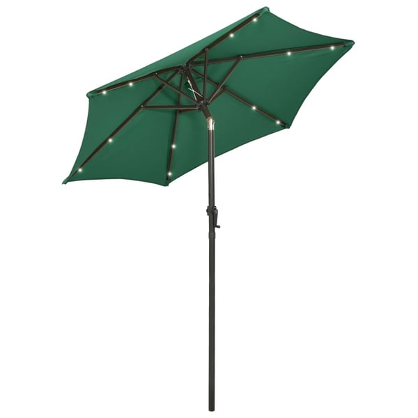 vidaXL Parasoll med LED-lys grønn 200x211 cm aluminium