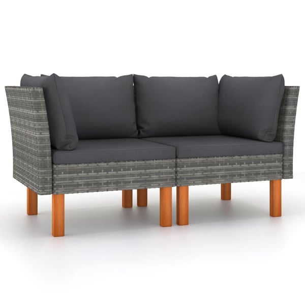 vidaXL hjørnedele til sofa 2 stk. polyrattan og massivt eukalyptustræ