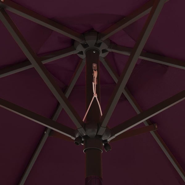 vidaXL Parasoll med LED-lampor vinröd 200x211 cm aluminium