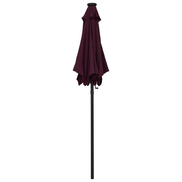 vidaXL Parasoll med LED-lampor vinröd 200x211 cm aluminium