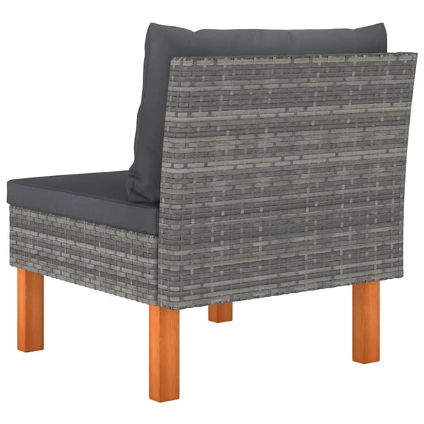 vidaXL midterdele til sofa 3 stk. polyrattan og massivt eukalyptustræ