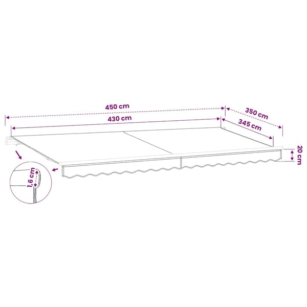 vidaXL Ersättningstyg för markis gräddvit 450x350 cm polyester