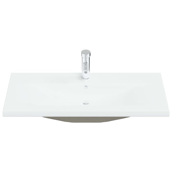 vidaXL Innebygd vask med kran 91x39x18 cm kreamikk hvit