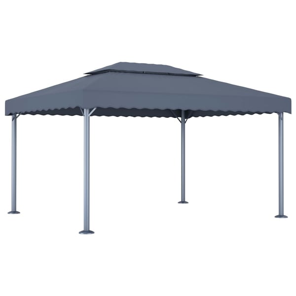 vidaXL Paviljong og LED-strenglys 400x300 cm antrasitt aluminium
