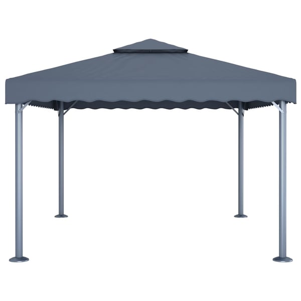 vidaXL Paviljong og LED-strenglys 400x300 cm antrasitt aluminium