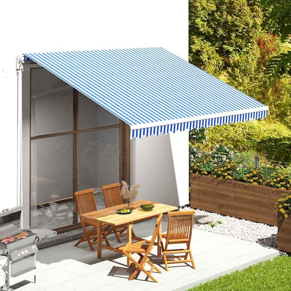 vidaXL Erstatningsduk for markise blå og hvit 400x350 cm polyester
