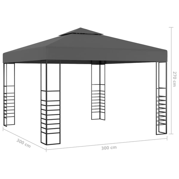 vidaXL Hagepaviljong med LED-lysslynge 3x3 m antrasitt