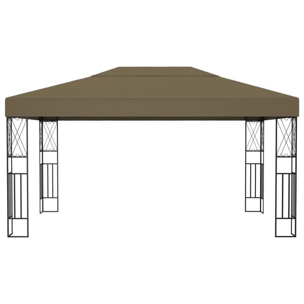 vidaXL Paviljong med LED-lysslynge 3x4 m gråbrun stoff